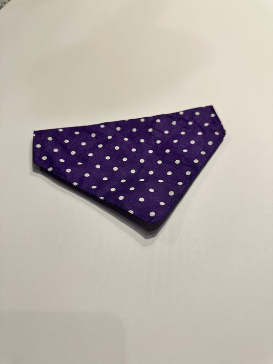 Purple Polk Dot Over the collar Dog Bandana Small