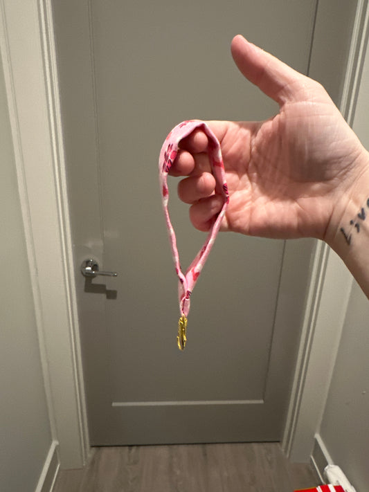 Pink Paw Print Wristlet Key FOB Keychain - Over The Wrist