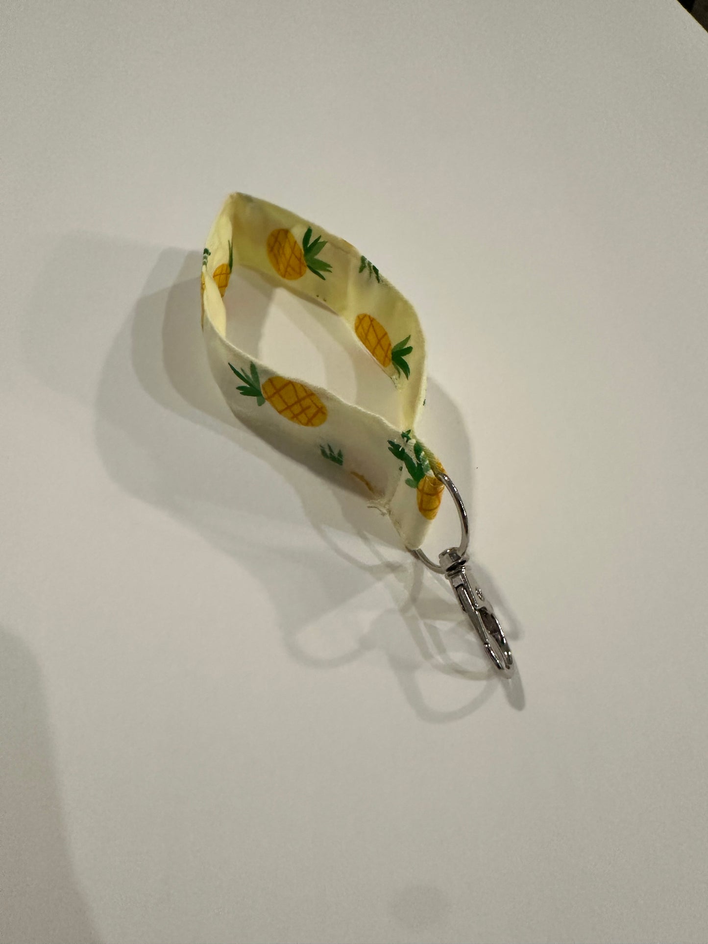 Yellow Pineapple Print Wristlet Key FOB Keychain - Over The Wrist