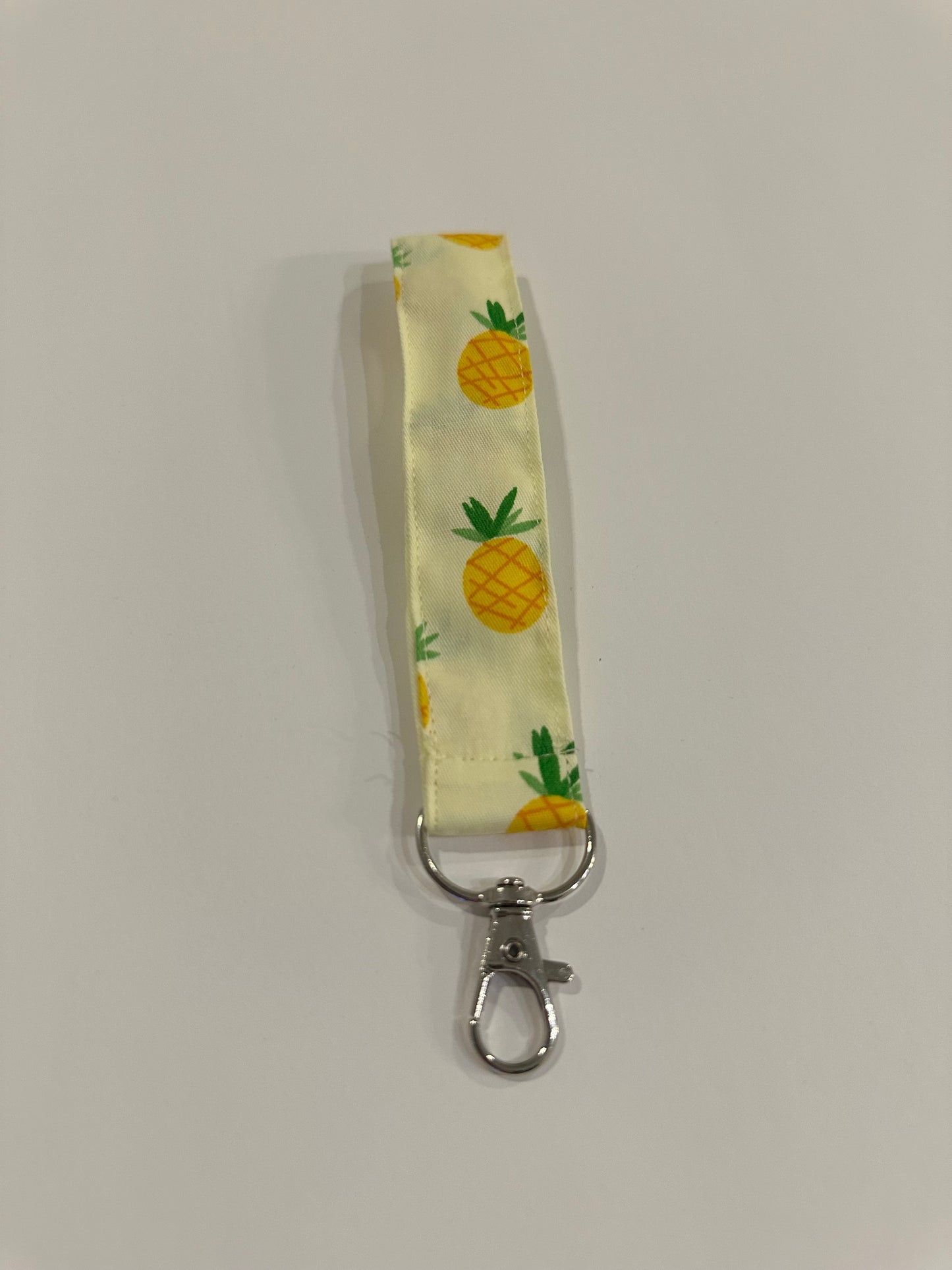 Yellow Pineapple Print Wristlet Key FOB Keychain - Over The Wrist