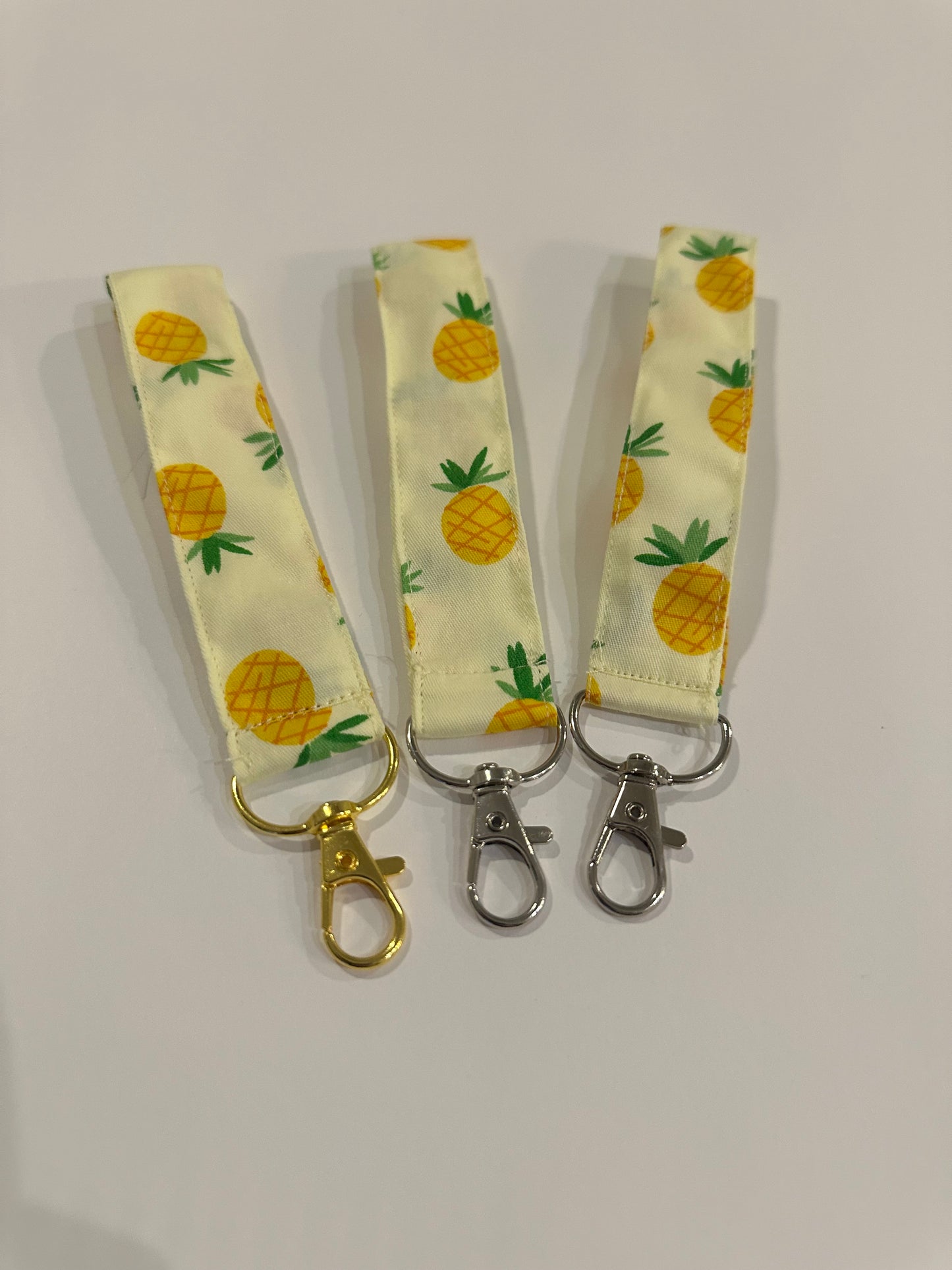 Yellow Pineapple Print Wristlet Key FOB Keychain - Over The Wrist
