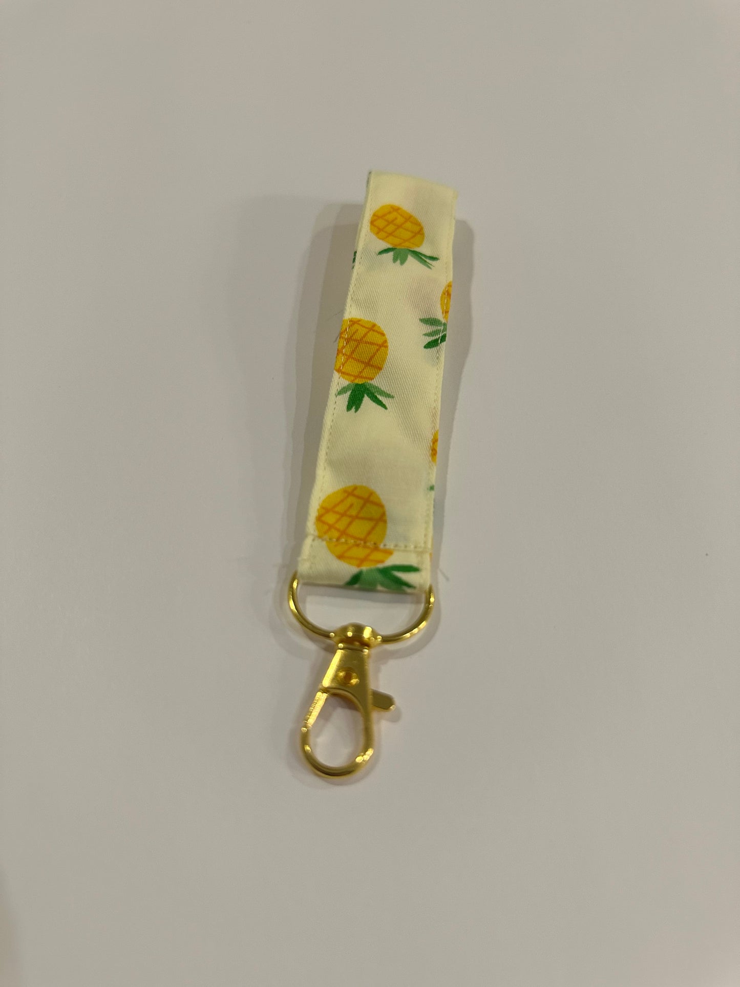 Yellow Pineapple Print Wristlet Key FOB Keychain - Over The Wrist